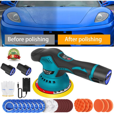 12V Akku Profi Poliermaschine Polierer mit 2x Batterie Auto Schleifmaschine Tool