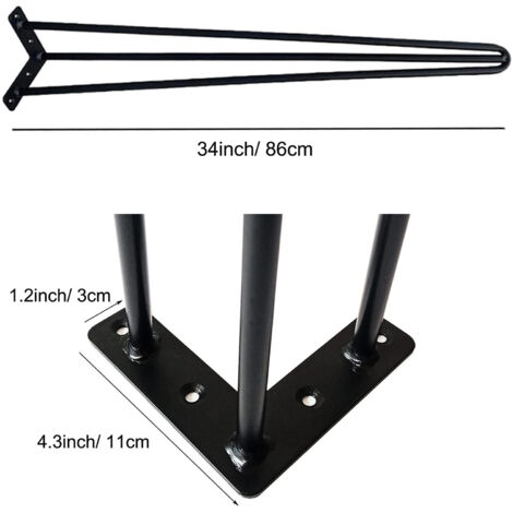 4x Haarnadel Tischbeine Hairpin Legs 2-Stange Tischbeine Metall Schwarz DIY Tischbeine Möbelfüße Tischkufen Aus Stahl Mit Bodenschoner Und Schrauben Für Schreibtisch Schrank Nachtständer (8"/20cm