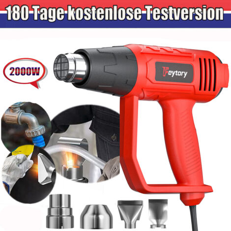 2000 Watt Heißluftpistole Heißluftfön Heißluftgebläse 300°C / 600°C Mit 4x Düse