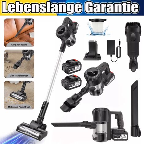 DAYPLUS Akku Staubsauger, Ohne Kabel Staubsauger , 6 IN 1 Kabelloser Staubsauger,2 Akku