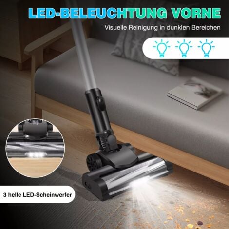DAYPLUS Akku Staubsauger, Ohne Kabel Staubsauger , 6 IN 1 Kabelloser Staubsauger,2 Akku