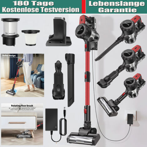 Staubsauger Lithium Akku Handstaubsauger kabellos beutellos 6in1 Wandladestation (2tlg Akku )