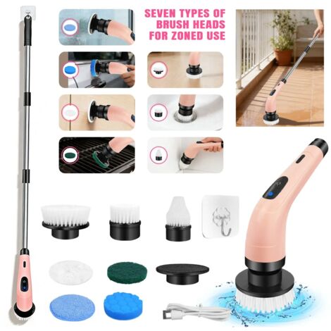 2-Speeds Akku-Reinigungsbürste Elektrischer Spin Scrubber Badezimmer Rotierender (1/5)