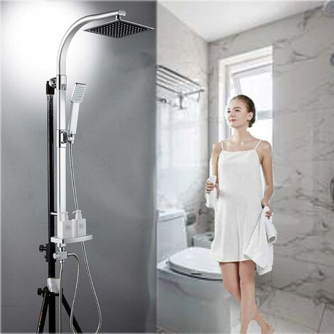 Chrom Duschsystem Duschset Regendusche Duscharmatur mit integrierter Kopfbrause Handbrause Brauseset Duschstange Duschsäule