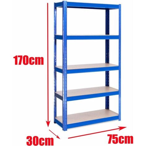 Blau Lagerregal Kellerregal Werkstattregal Schwerlastregal Einstellbar Regal bis 875 kg, 170x75x30cm Metall-Regal Regalsystem für Garage, Werkstatt, Speisekammer Neu