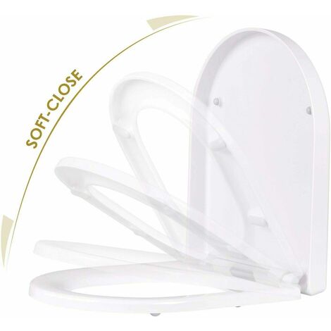 Luxus-Toilettensitz in D-Form mit Absenkautomatik, ergonomisches Design mit Schnellverschluss-Scharnieren, einfache Befestigung oben und unten, antibakterieller Toilettendeckel aus Polypropylen für Fa