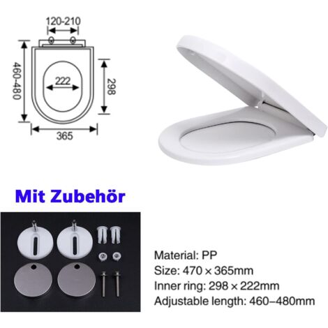 Luxus-Toilettensitz in D-Form mit Absenkautomatik, ergonomisches Design mit Schnellverschluss-Scharnieren, einfache Befestigung oben und unten, antibakterieller Toilettendeckel aus Polypropylen für Fa