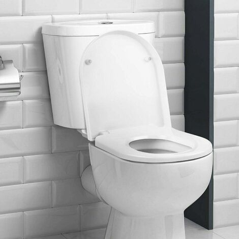 Luxus-Toilettensitz in D-Form mit Absenkautomatik, ergonomisches Design mit Schnellverschluss-Scharnieren, einfache Befestigung oben und unten, antibakterieller Toilettendeckel aus Polypropylen für Fa