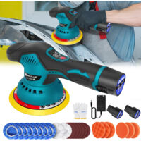 Polisseuse Voiture Sans Fil 125mm Avec 2 Batteries - Set Complet De Polissage Auto - Neuf