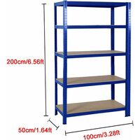 Blau 200x100x50cm Schwerlastregal Lagerregal Kellerregal Metall Werkstattregal Regal Steckregal MDF ,Lagerregal mit 5 Regalböden,bis 875 kg belastbar ,