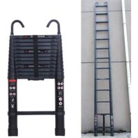 6,2m Teleskopleiter Ausziehleiter mit Abnehmbarem Haken für Wohnmobil/Dachboden/Büro/Warenhaus Mehrzweckleiter (Schwarz)