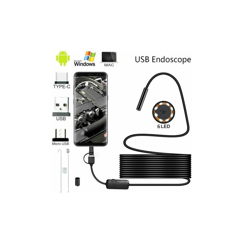 ENDOSCOPE ANDROID 3 en 1 Étanche IP67 USB Caméra d'Inspection avec LED  Câble  EUR 36,20 - PicClick FR