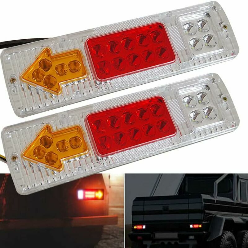 Feux arrière à LED, 2 pièces 12 V/24 V LED feux de recul arrière à LED  tournez Ute camion remorque indicateur de caravane(12V)