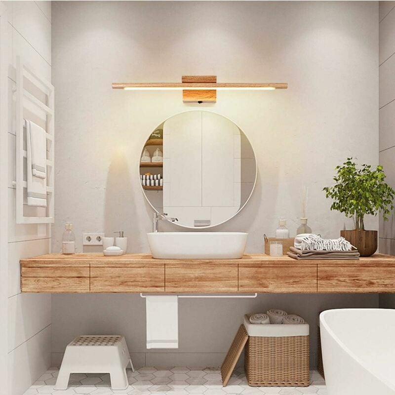 Applique de salle de bain avec interrupteur, 2 ampoules, 12w, Led pour  miroir de salle de bain 73cm, double lumière LED, bras réglable 300 (noir  3000k)