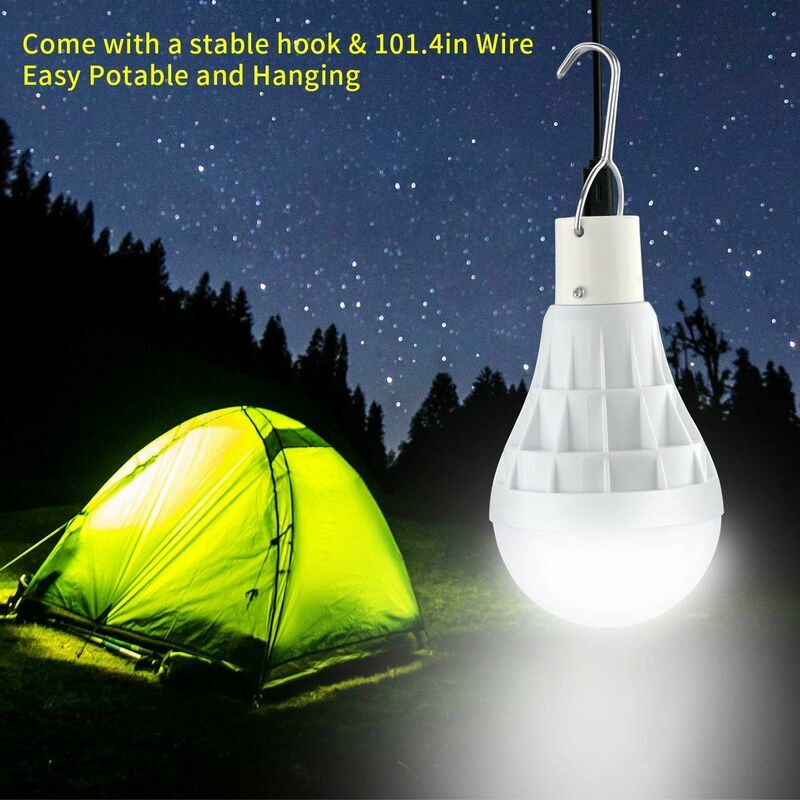 Ampoule LED à énergie solaire, lumière de secours solaire rechargeable 12w avec  télécommande pour l'extérieur, la randonnée, le camping, la tente de pêche