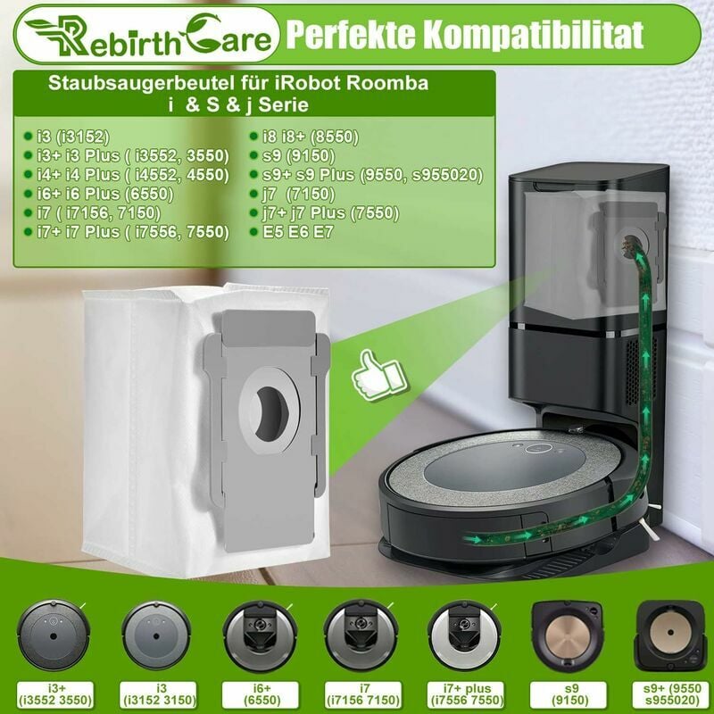 Sac à poussière pour iRobot Roomba i7 / i7 Plus / J7 / S9 (9150) / S9 Plus  (9550), pièce de rechange pour aspirateur robot, accessoire