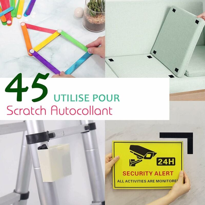 5 Mtres Scratch Autocollant Extra Fort Noir Double Face Bande Scotch Scratch  Adhsive Ultra Puissant 2 Rouleau Ruban Agrippantes Adhsives Hook & Loop H