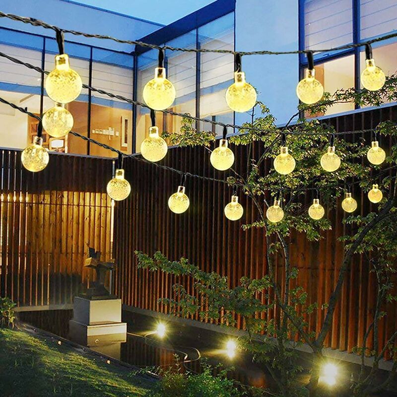 Guirlande lumineuse solaire, 50 LED goutte d'eau avancée Guirlande lumineuse  solaire extérieure étanche, 8 modes Lampes solaires pour terrasse, pelouse,  maison, jardin, mariage, décorations de fête 