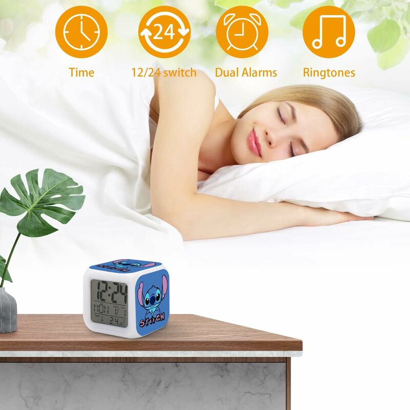 Stitch Design Réveil numérique Cube LED personnalisé Changement de