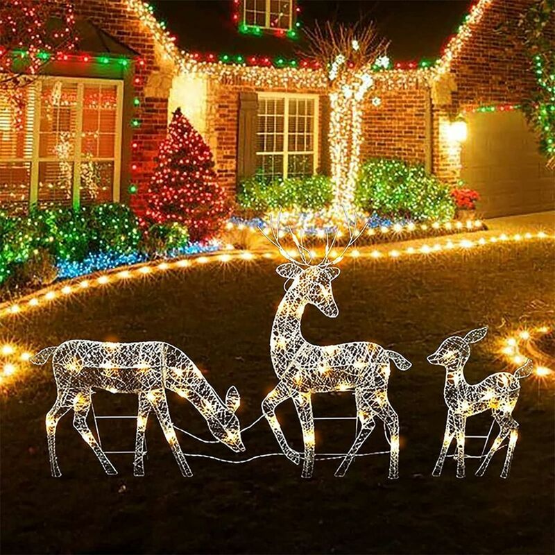 Renne de Noël en forme de cerf en acrylique Éclairage LED pour l