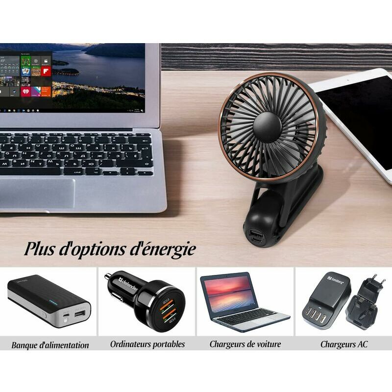 Mubarek Ventilateur Silencieux,5 Vitesses Ventilateur USB,3600mAh