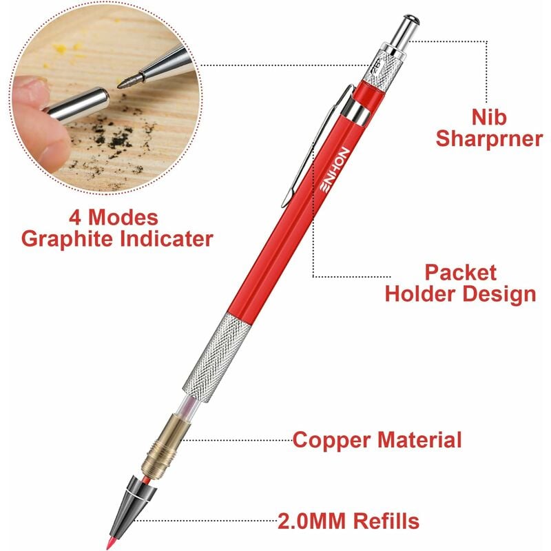 Crayon de menuisier personnalisable avec règle 14 cm