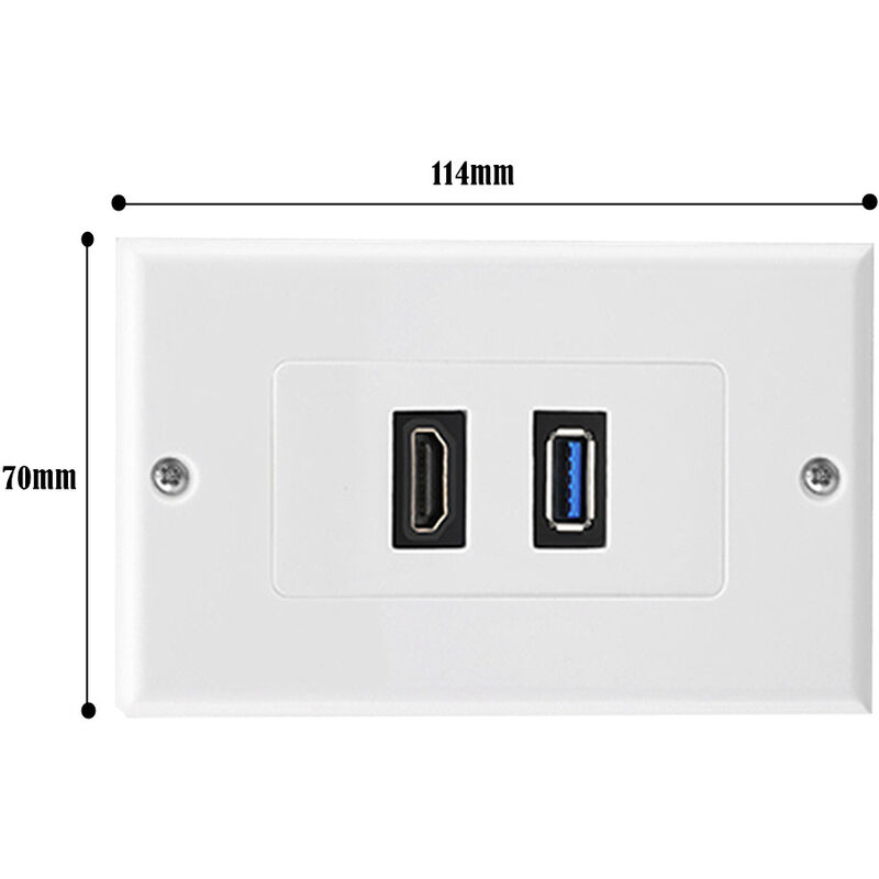 CKNGFV Prise HDMI et USB 3.0 prise murale, prise encastrée prise murale, 2  ports HDMI prise