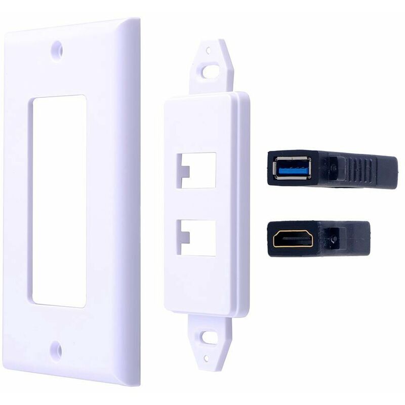 CKNGFV Prise HDMI et USB 3.0 prise murale, prise encastrée prise murale, 2  ports HDMI prise