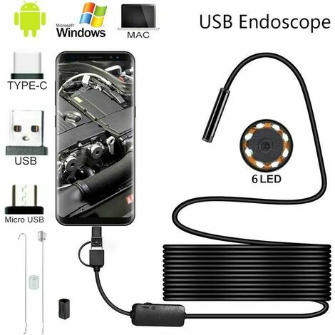 Endoscope USB 3 en 1 Endoscope 5.5mm Ultra mince et étanche Caméra