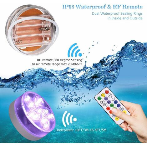 2 Pcs Lumière LED Submersible,Eclairage Piscine Led avec USB