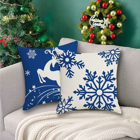 4 Pièces Housse de Coussin Noel 60x60 CM , Père Noël nain Coussin Taie d' oreiller, Taie d'oreiller Lin Noël, Noël Taie d'oreiller Decoration,  Christmas Pillow Cover, Taie d'oreiller Noël Décorative : 