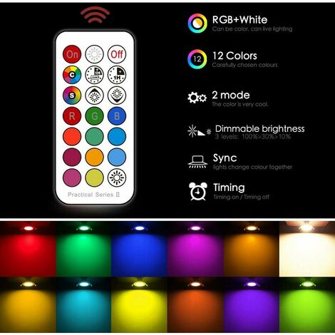 Spot LED Encastrable Orientable RGB, Couleur Changement Spots LED Encastré,  5W(équivalent 50W) Blanc Chaud 2700K Plafonnier Encastré, Télécommande  Dimmable, Métal Rond Blanc (lot de 6) : : Luminaires et Éclairage