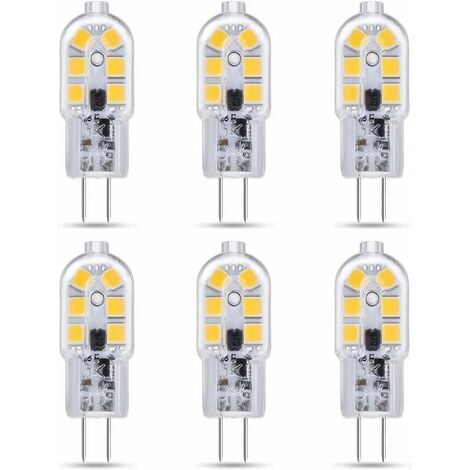 Ampoule G4 LED 12V 2W Blanc Froid 6000K, 200LM, Équivalent Halogène G4  Bi-pin 10W 20W, LED Lampe G4 12V AC/DC pour Camping Car/Hotte Cuisine,  non-dimmable, lot de 10 Guazhuni 