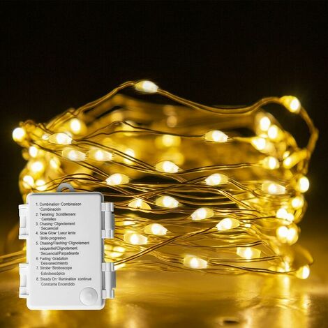 Guirlande LED en cuivre 5m 50 lucioles avec alimentation