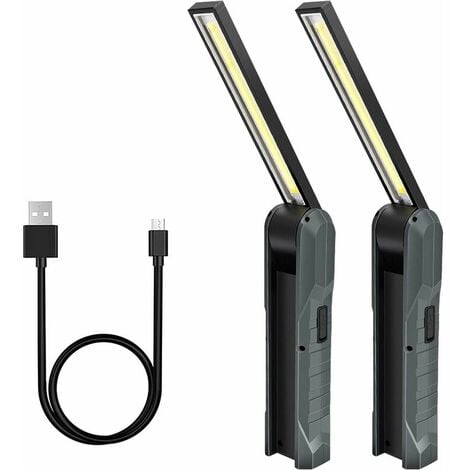2 Pièces Baladeuse LED Rechargeable, Lampe de Travail 5 Modes Lampe  Mecanicien Torche Pliable Lampe avec Base Magnétique Lampe d'Inspection  pour