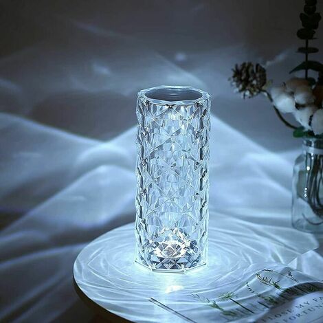 Lampe de table LED sans fil, USB, gradation tactile, veilleuse en cristal  romantique, lampes de chevet portables avec boîte, bar, café, hôtel