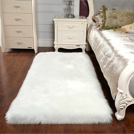 Tapis en fausse fourrure pour chaises, petit tapis en peau de mouton, tapis  de lit