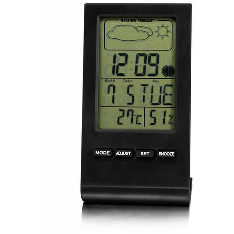 Station météo sans Fil, Thermomètre Hygromètre Baromètre Intérieur  Extérieur, Horloge Numérique Réveil avec capteur extérieur Affichage