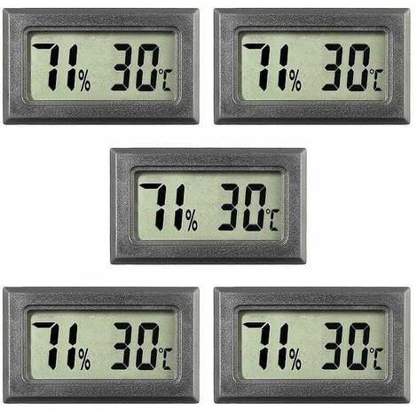 Lot de 5 mini thermomètres numériques de température, humidité