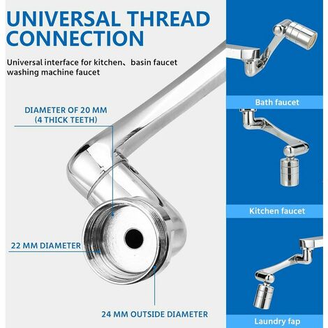 Lot de 2 robinets d'aérateurs universels pivotants à 1080 ° - Extension  pivotante - Ventilateur de robinet