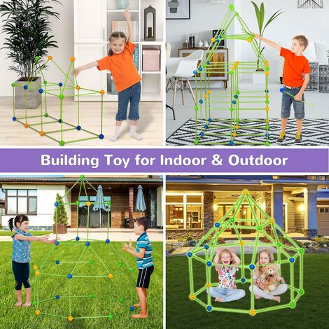 156 Pcs Kids Fort Building Kits, Jouet Fort créatif pour garçon et Fille de  5+