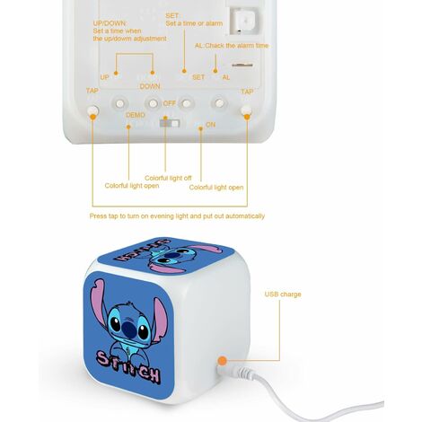 R-timer Stitch Réveil numérique avec température - Grande veilleuse LED -  Réveil intelligent avec câble de charge - Pour filles, enfants, adolescents  - Cadeau (crème glacée) : : Cuisine et Maison