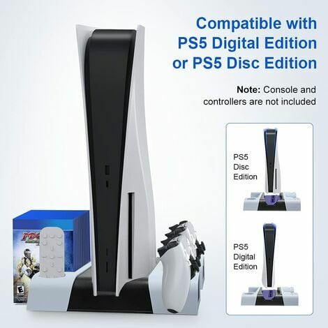 Support PS5 avec Ventilateur de Refroidissement et Chargeur Manette PS5,  Station de Recharge PS5 avec Indicateur
