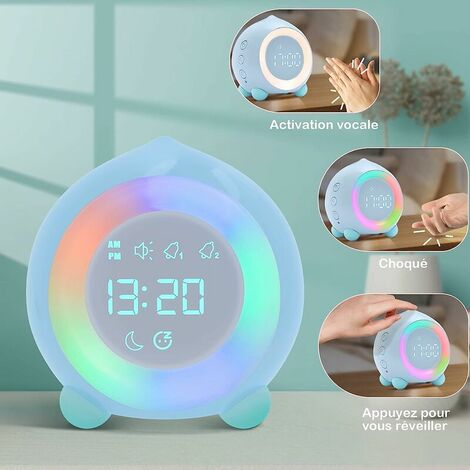 Réveil Enfant, Lumineux LED Numerique en USB Charge, Réveil Veilleuse Fille  Garcons Volume Réglable Snooze Réveil Bleu 
