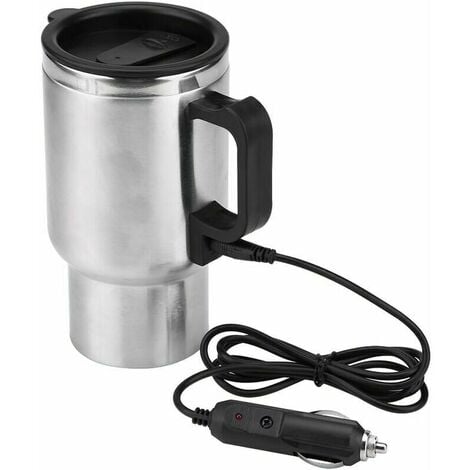Mug chauffant de voiture, tasse chauffante de voyage en acier inoxydable,  tasse à café électrique chauffante pour eau, café, lait et thé avec
