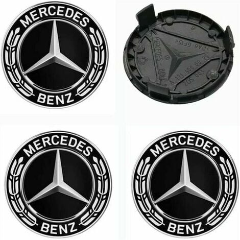 4 Pièces Cache Moyeux Compatible avec Mercedes Benz 75mm Cache de