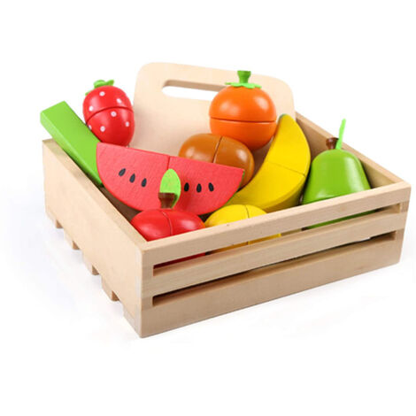 Jouet en bois fruits et légumes - 17 pièces - Avec planche à découper et  ensemble de