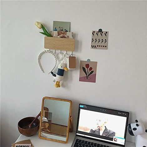 Organisateur mural 'In & Out' - tableau mémo avec clavier et 2  compartiments en bois