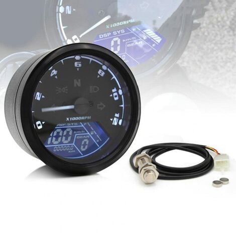 Compteur Moto a Cable,Compteur de vitesse numérique pour moto - 12000  tr/min - 199 km/h 