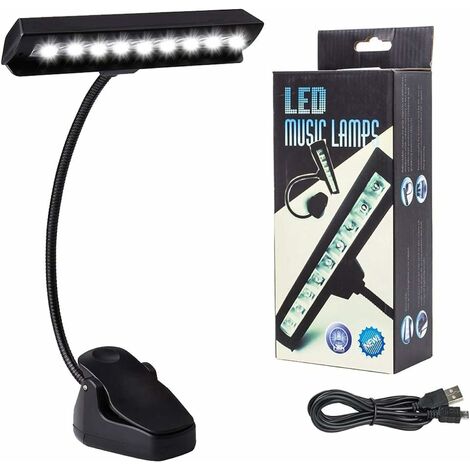 LED Lampe De Bureau à Pince , Flexible USB Pince Rechargeable lumières de  nuit, 9 LED lampe avec Luminosité Réglable pour piano voyage bureau et lit
